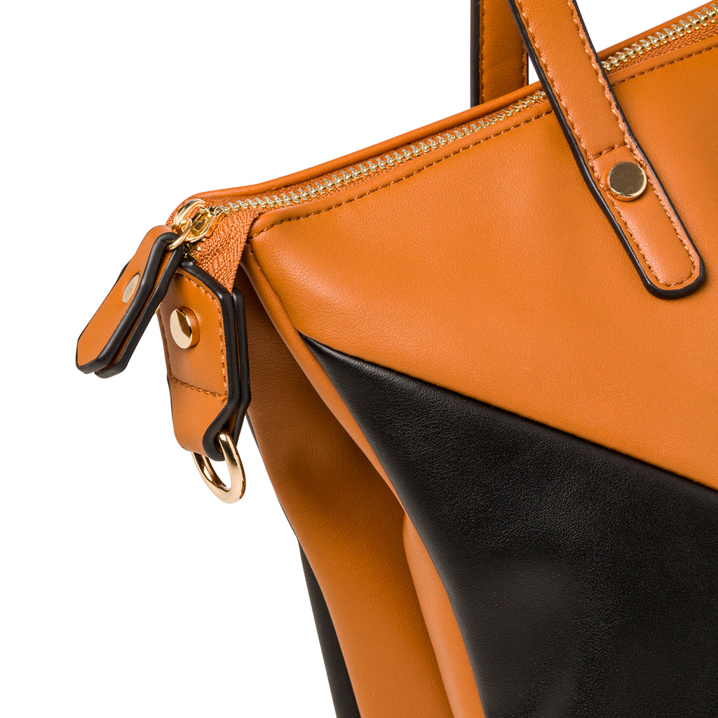 Borsa a spalla nera e cuoio da donna Romeo Gigli Milano Imogen