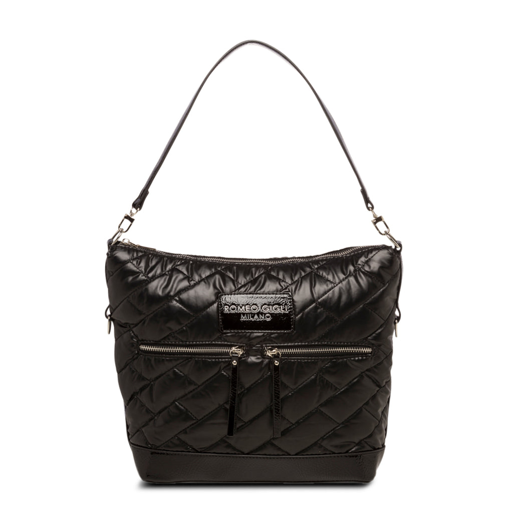 Borsa a spalla nera trapuntata da donna Romeo Gigli Milano Reagan