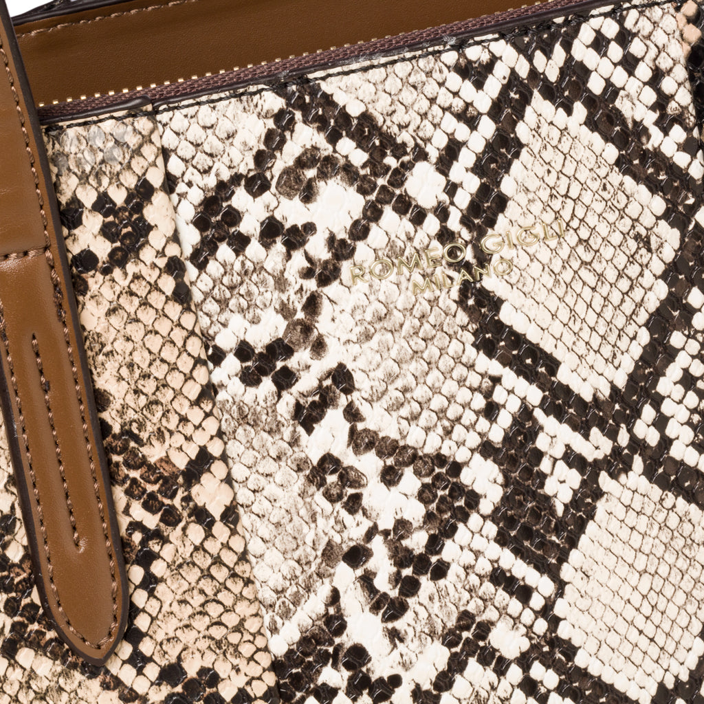 Borsa a spalla da donna effetto pitonato Romeo Gigli Milano Saffron