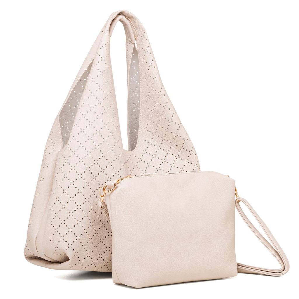 Borsa a spalla traforata nude da donna Swish Jeans Aurea