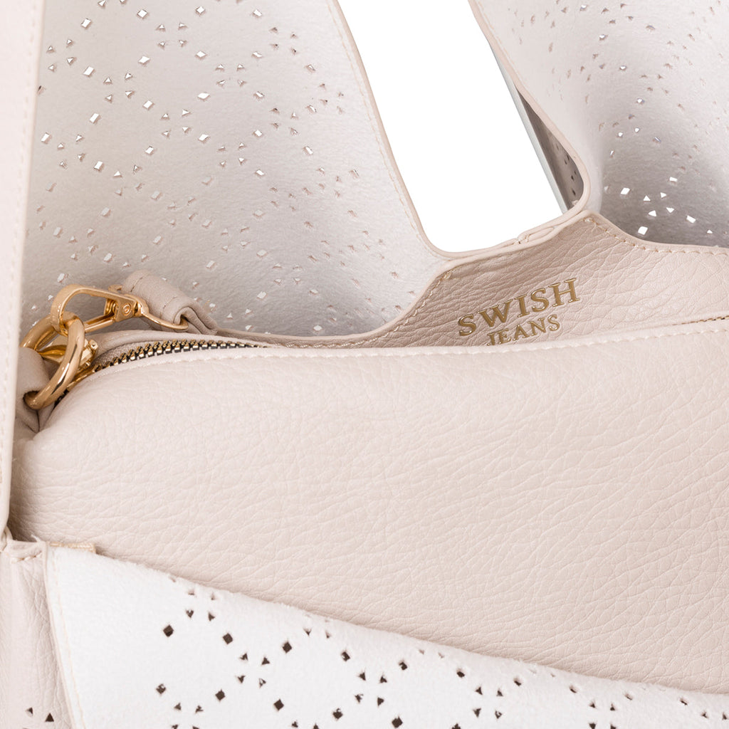 Borsa a spalla traforata nude da donna Swish Jeans Aurea