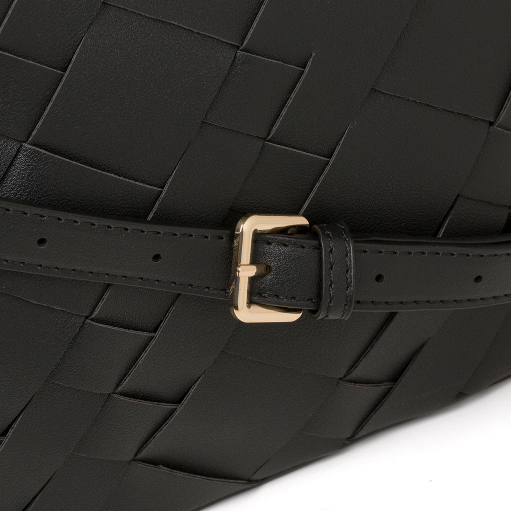 Borsa a spalla nera da donna con intrecci Romeo Gigli Milano Debra