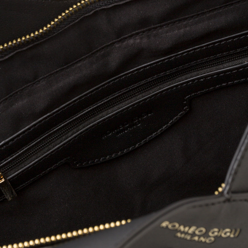 Borsa a spalla nera da donna con intrecci Romeo Gigli Milano Debra