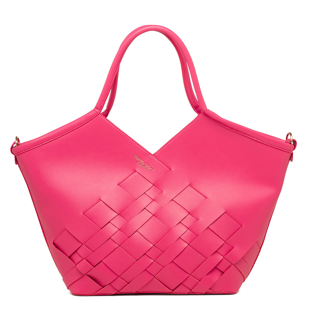 Borsa a spalla fucsia da donna con intrecci Romeo Gigli Milano Debra
