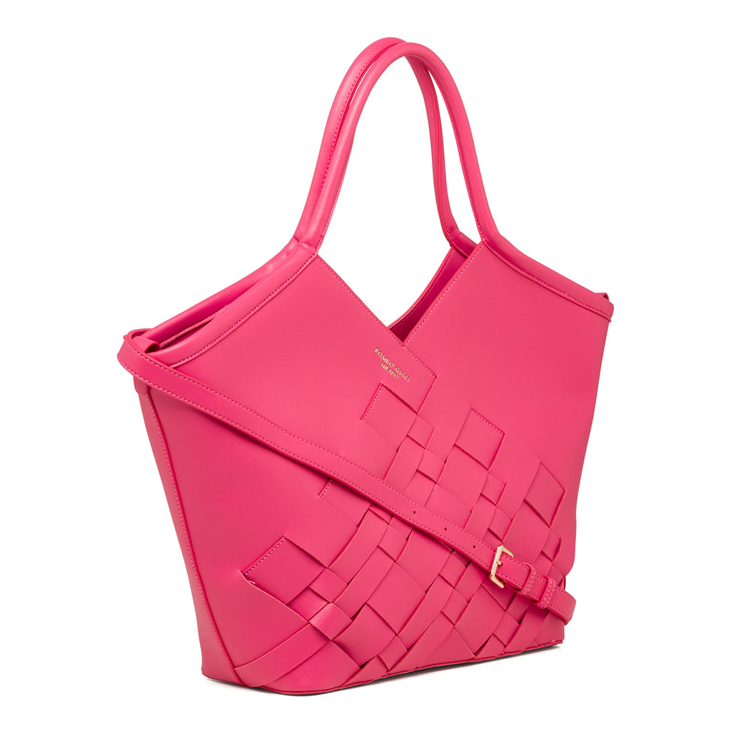 Borsa a spalla fucsia da donna con intrecci Romeo Gigli Milano Debra