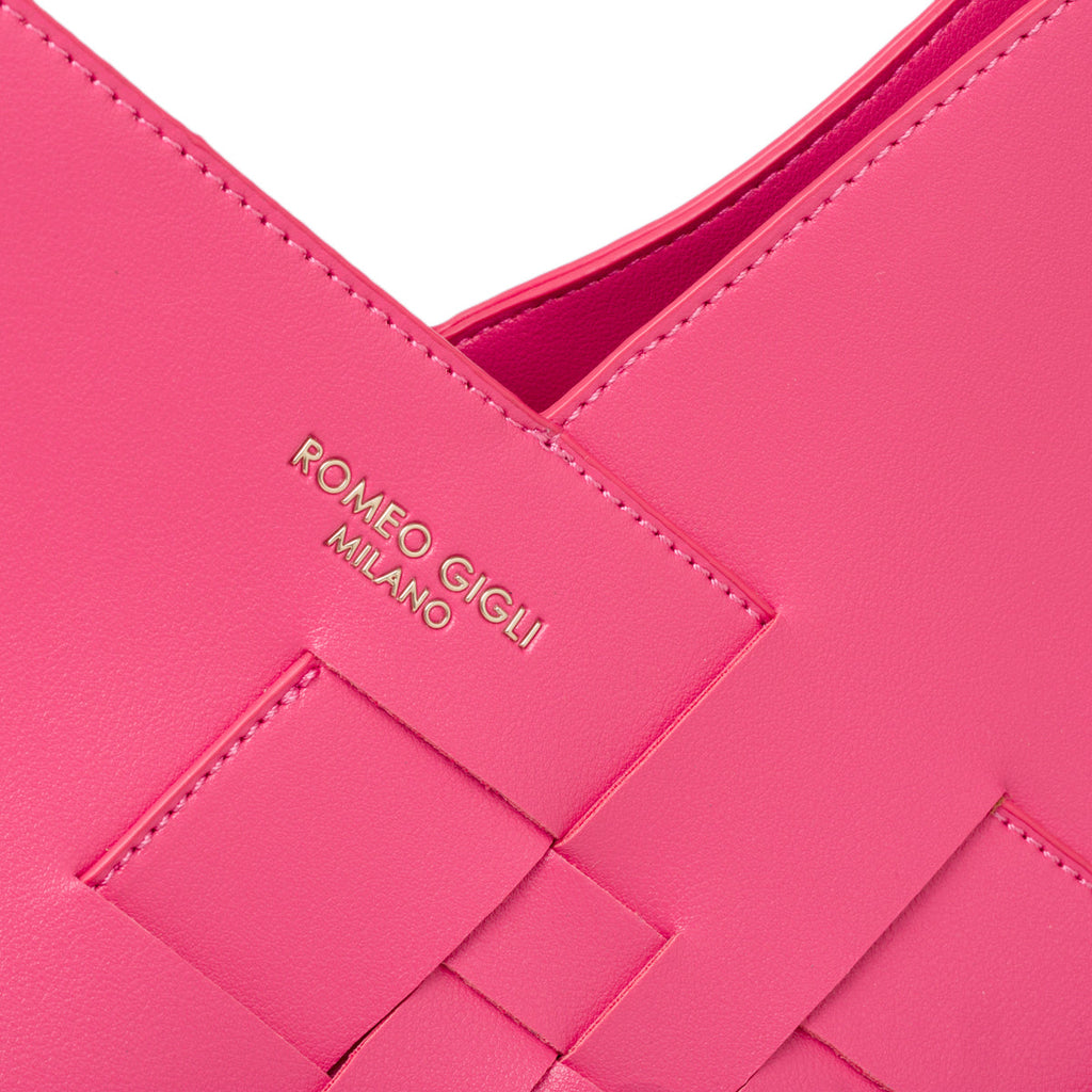Borsa a spalla fucsia da donna con intrecci Romeo Gigli Milano Debra