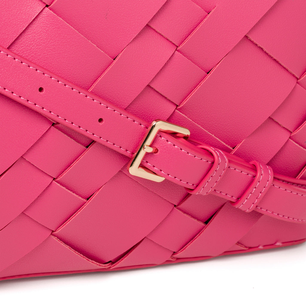 Borsa a spalla fucsia da donna con intrecci Romeo Gigli Milano Debra