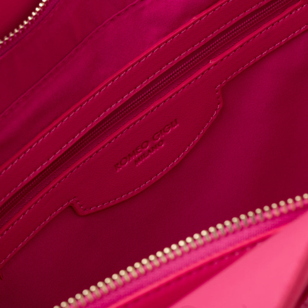 Borsa a spalla fucsia da donna con intrecci Romeo Gigli Milano Debra