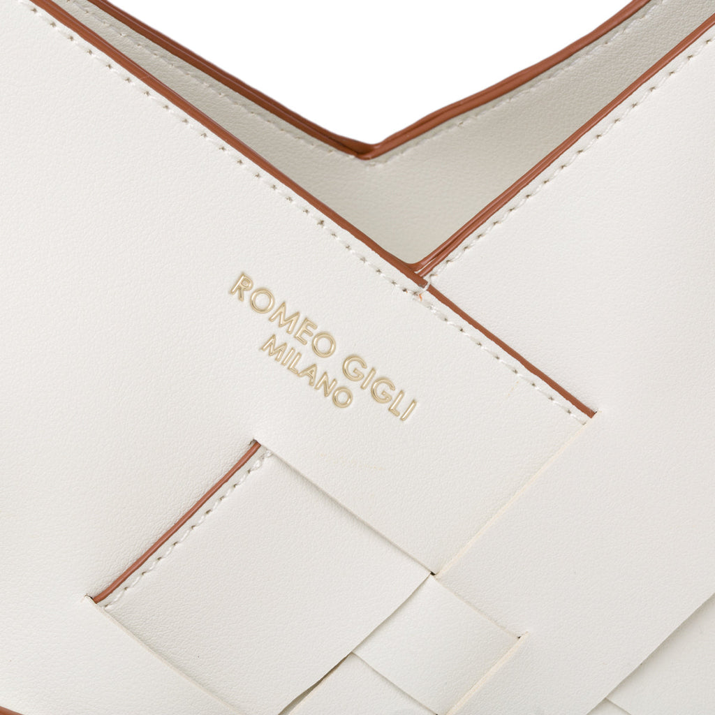 Borsa a spalla bianca off-white da donna con intrecci Romeo Gigli Milano Debra