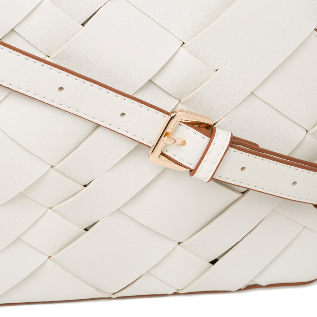 Borsa a spalla bianca off-white da donna con intrecci Romeo Gigli Milano Debra