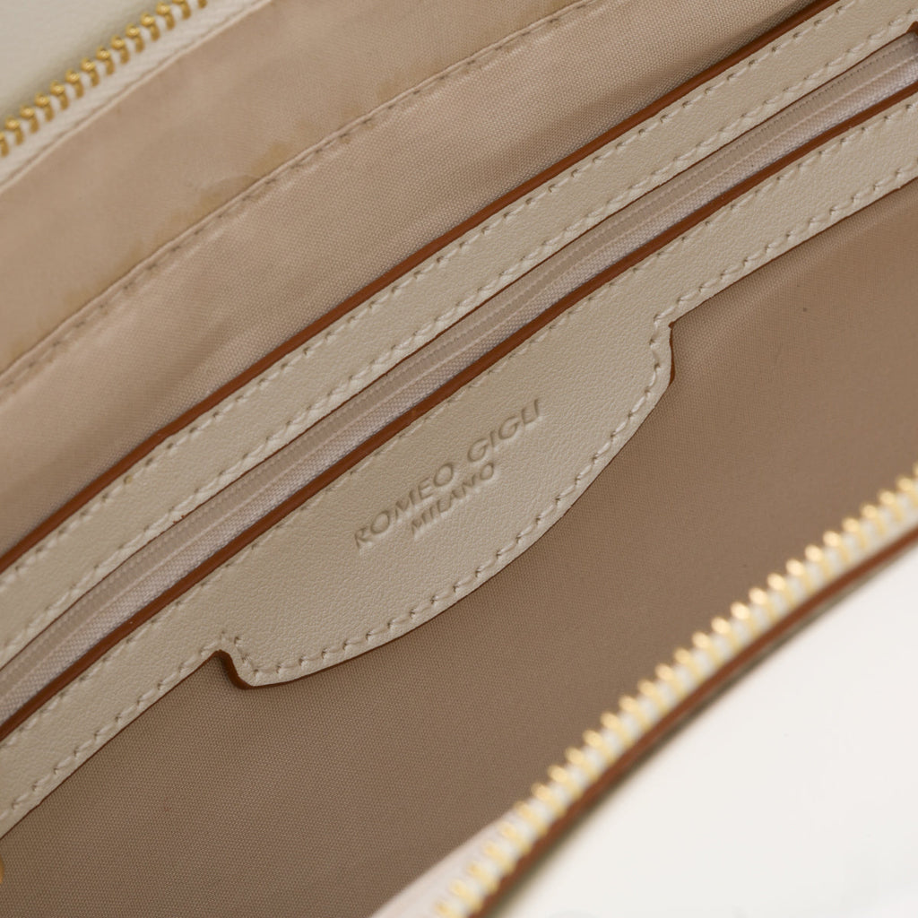 Borsa a spalla bianca off-white da donna con intrecci Romeo Gigli Milano Debra