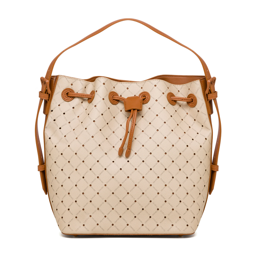 Borsa a spalla beige da donna con monogramma Romeo Gigli Milano Gama