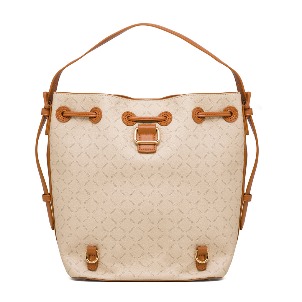 Borsa a spalla beige da donna con monogramma Romeo Gigli Milano Gama