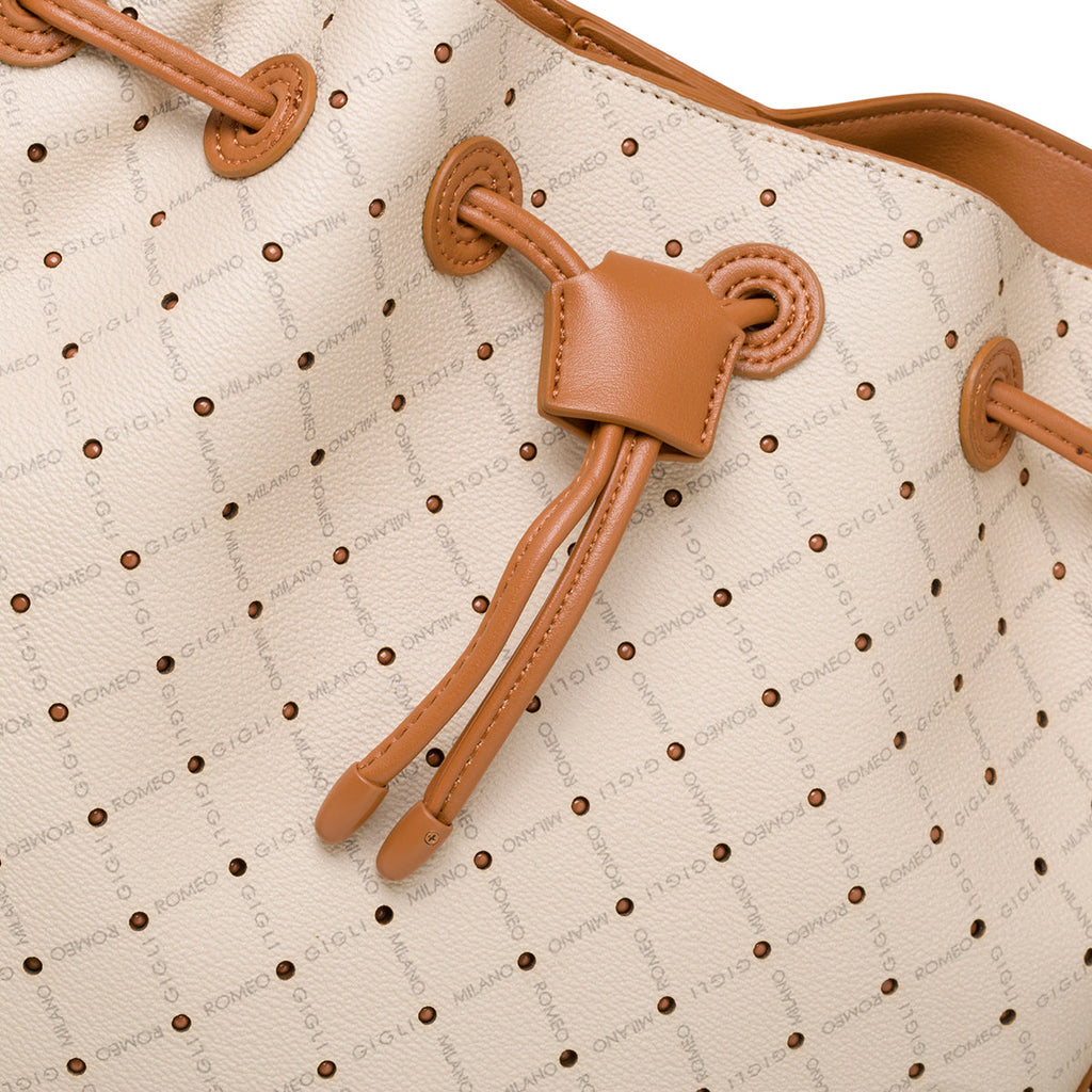 Borsa a spalla beige da donna con monogramma Romeo Gigli Milano Gama
