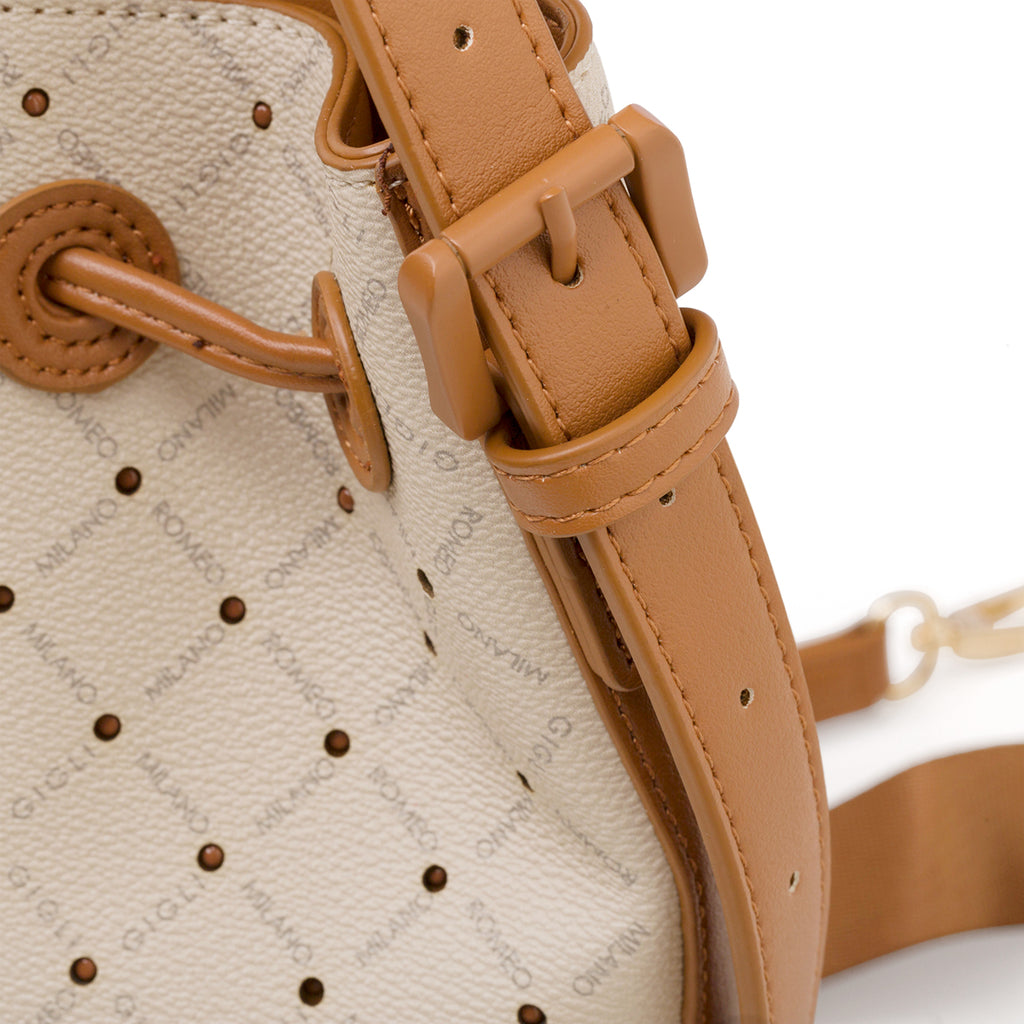 Borsa a spalla beige da donna con monogramma Romeo Gigli Milano Gama