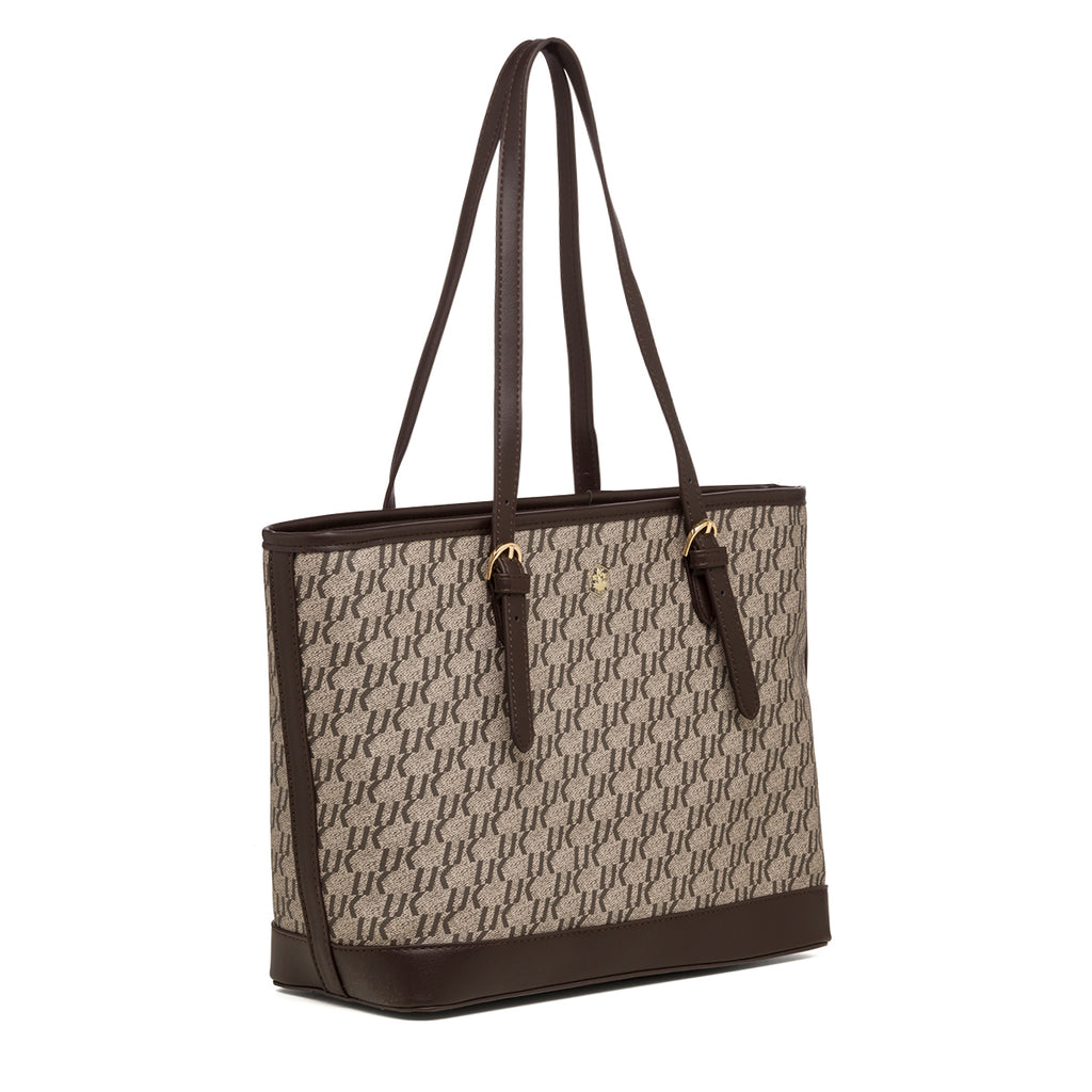 Borsa a spalla taupe da donna con stampa monogramma Lumberjack Jamie