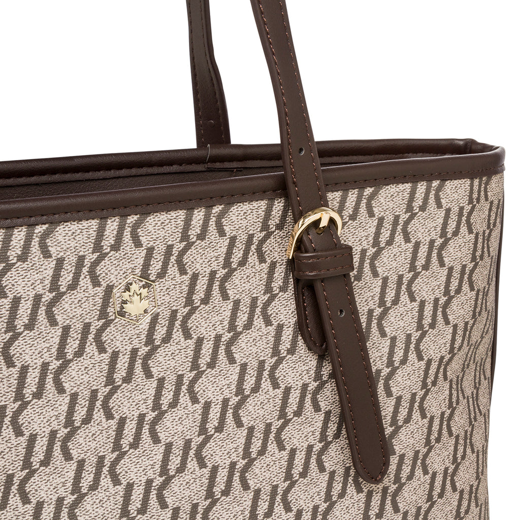 Borsa a spalla taupe da donna con stampa monogramma Lumberjack Jamie