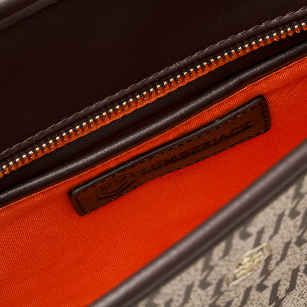 Borsa a spalla taupe da donna con stampa monogramma Lumberjack Jamie