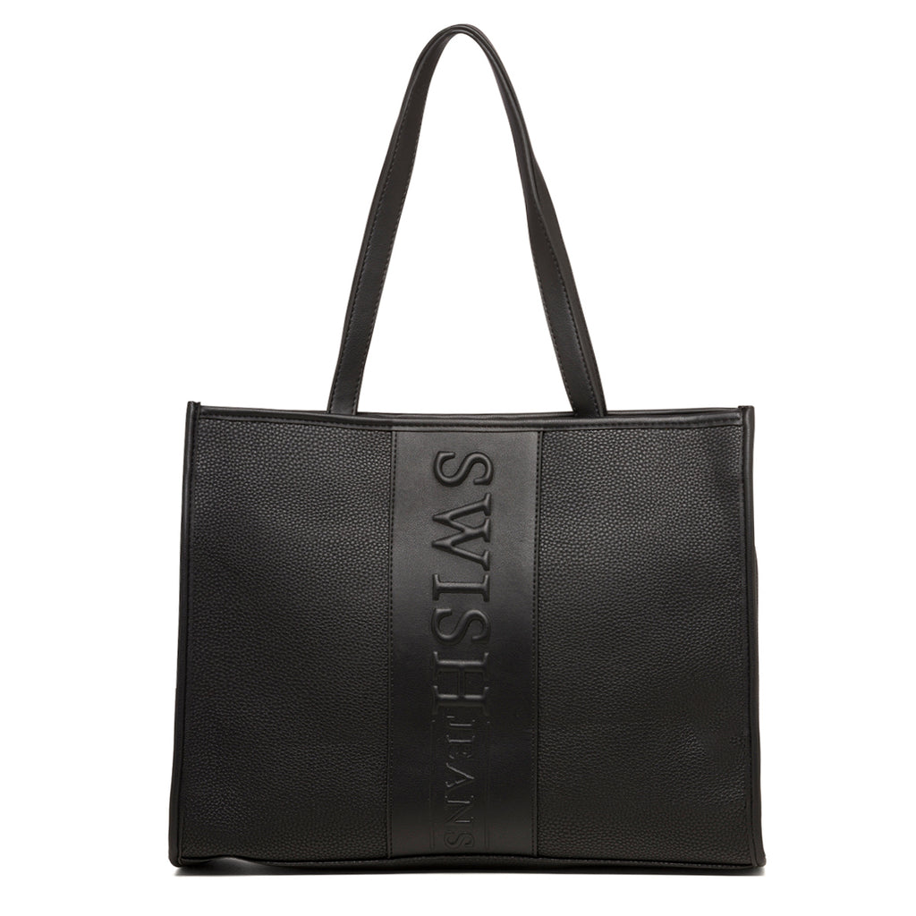 Borsa a spalla nera da donna con logo verticale Swish Jeans