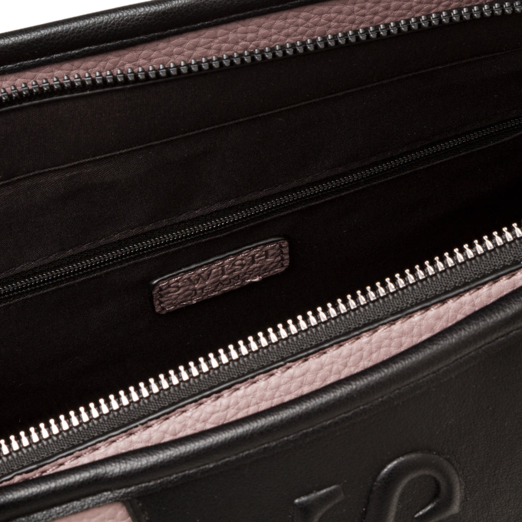 Borsa a spalla taupe da donna con logo verticale Swish Jeans