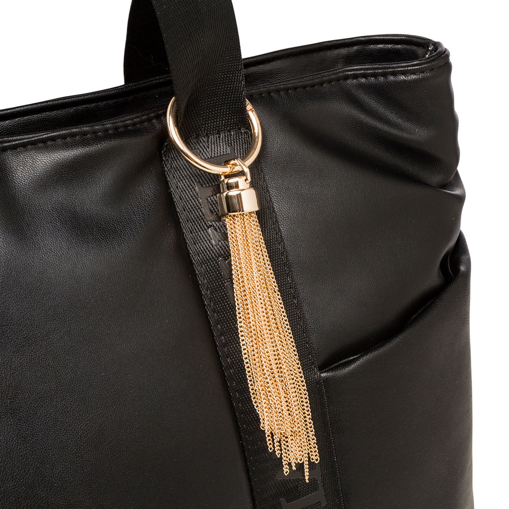 Borsa a spalla nera da donna con tasche laterali Swish Jeans