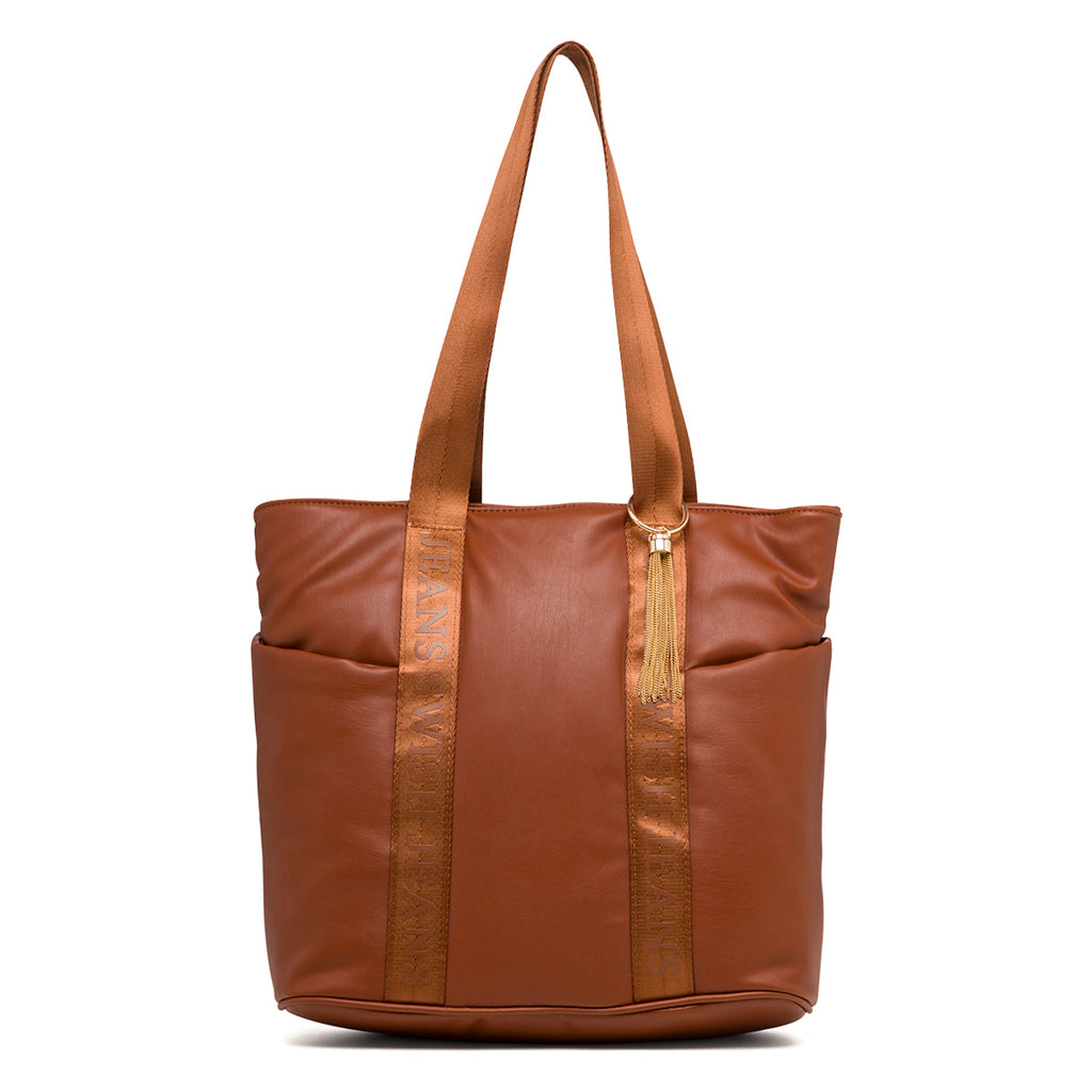 Borsa a spalla marrone da donna con tasche laterali Swish Jeans