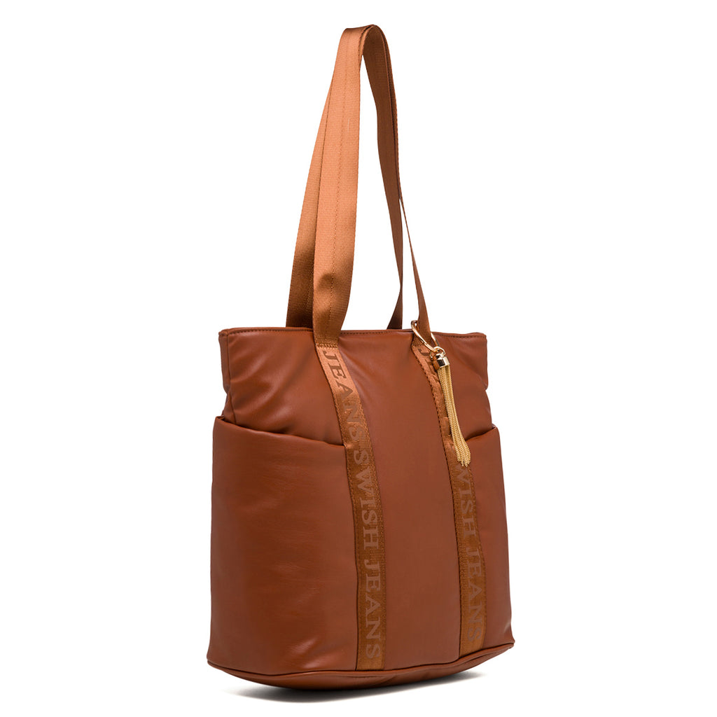 Borsa a spalla marrone da donna con tasche laterali Swish Jeans