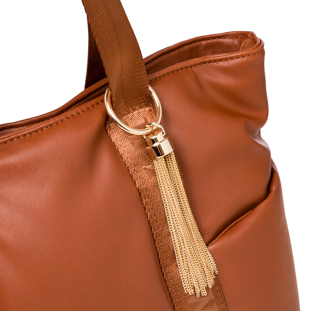 Borsa a spalla marrone da donna con tasche laterali Swish Jeans