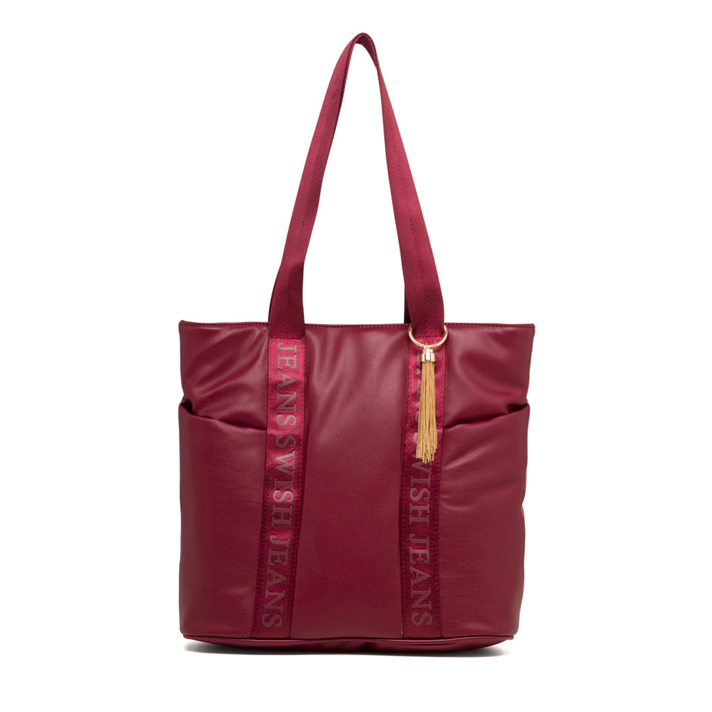 Borsa a spalla bordeaux da donna con tasche laterali Swish Jeans