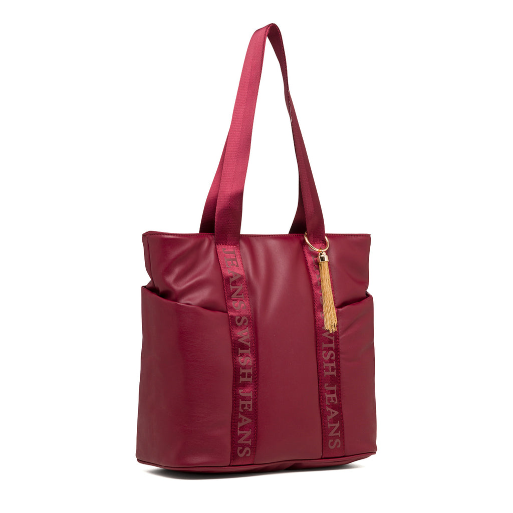 Borsa a spalla bordeaux da donna con tasche laterali Swish Jeans