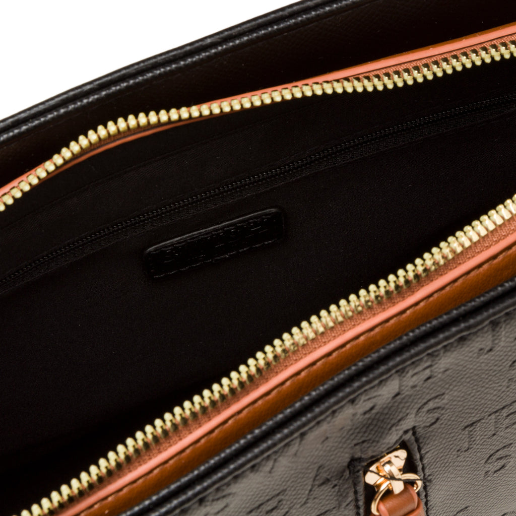 Borsa a spalla nera da donna con zip verticale e monogramma Swish Jeans