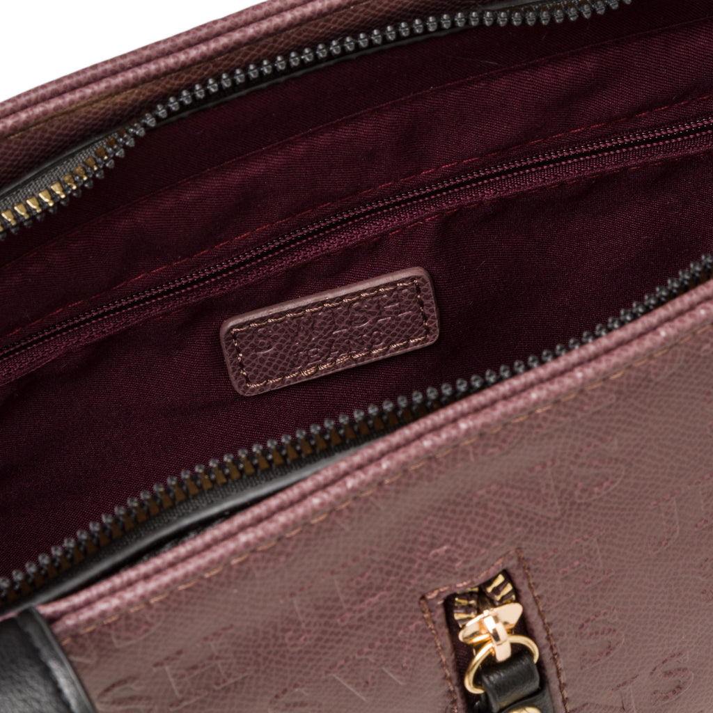 Borsa a spalla taupe da donna con zip verticale e monogramma Swish Jeans