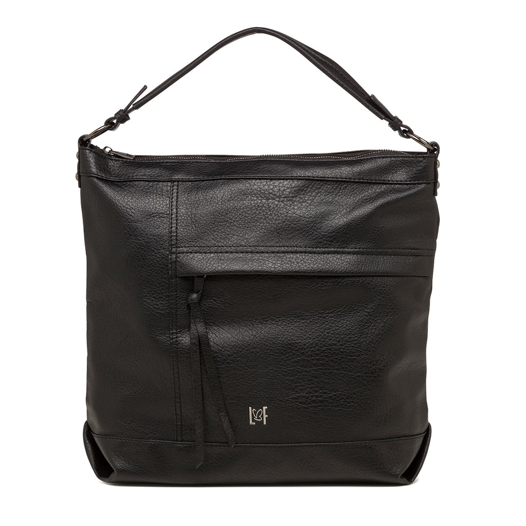 Borsa a spalla nera da donna con chiusura a zip Lora Ferres