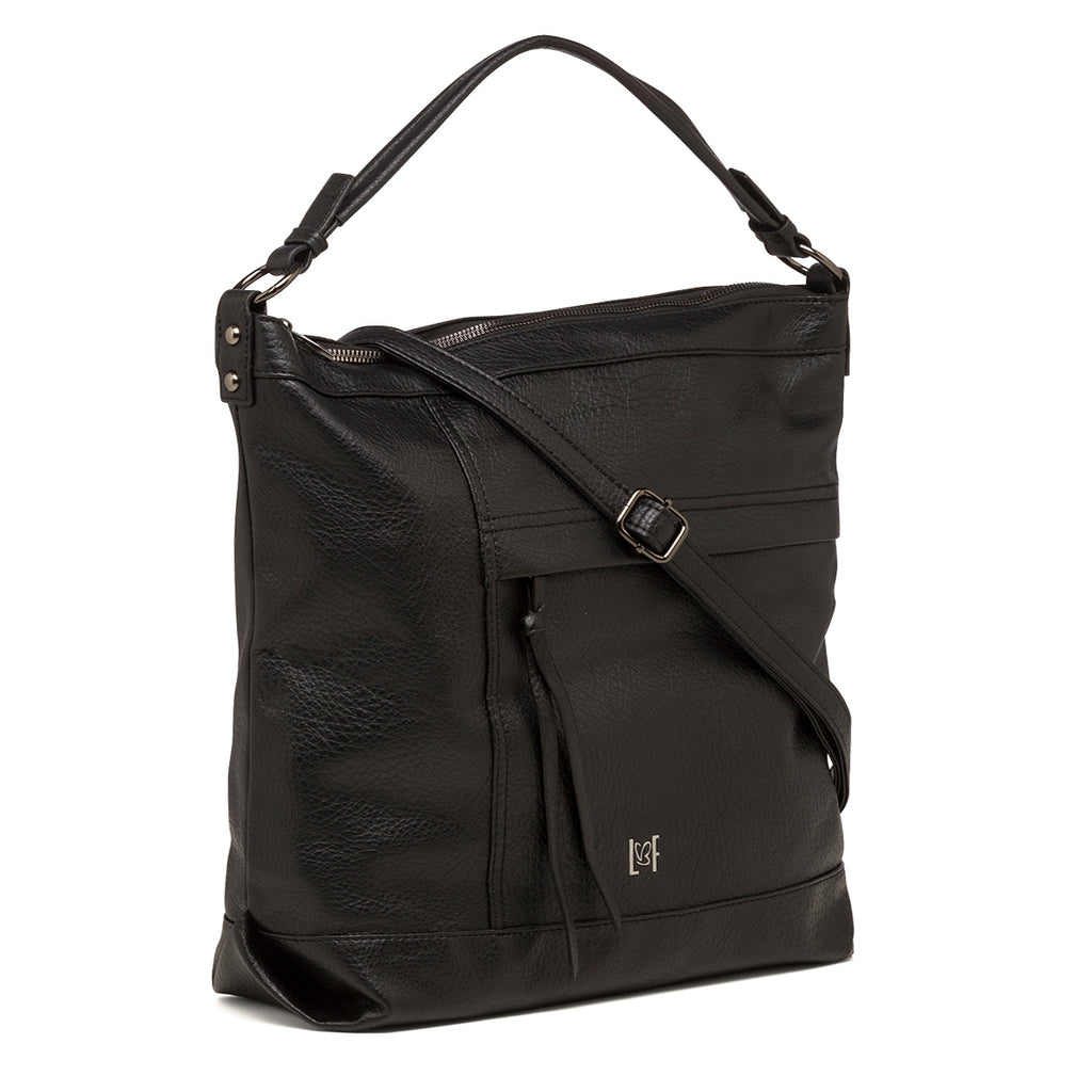 Borsa a spalla nera da donna con chiusura a zip Lora Ferres