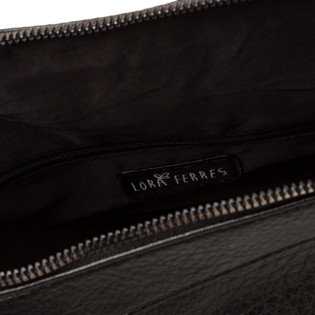 Borsa a spalla nera da donna con chiusura a zip Lora Ferres
