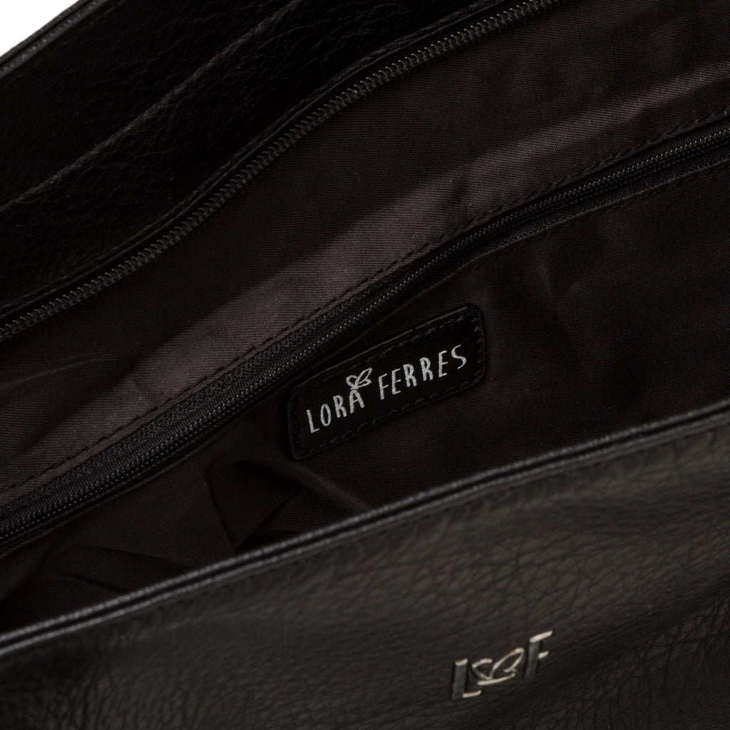 Borsa a spalla nera da donna con chiusura a zip Lora Ferres