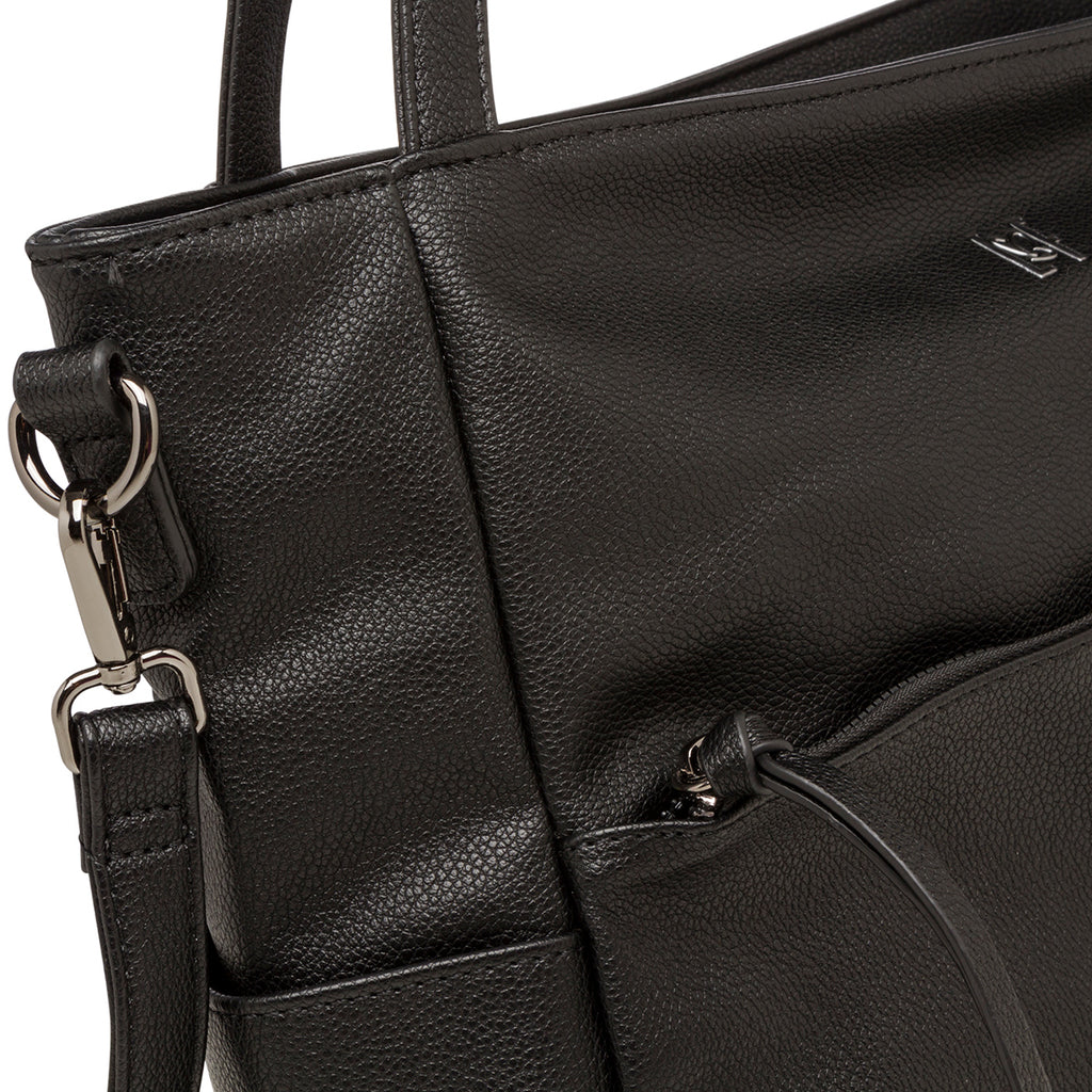 Borsa a tracolla nera da donna con tasche esterne Lora Ferres