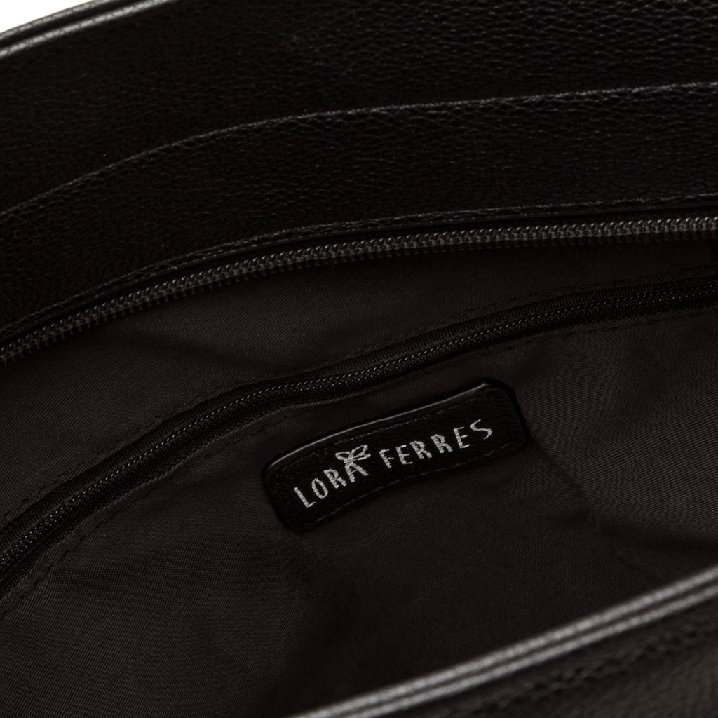 Borsa a tracolla nera da donna con tasche esterne Lora Ferres