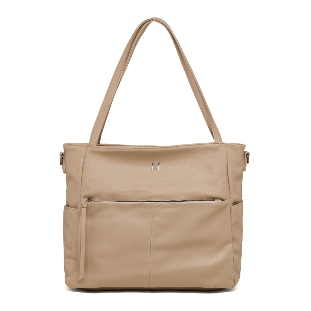 Borsa a tracolla taupe da donna con tasche esterne Lora Ferres
