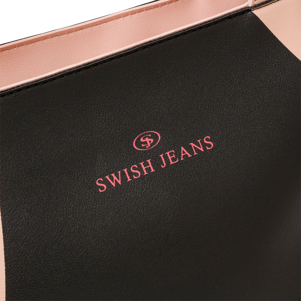 Borsa a spalla nera da donna con stampa Swish Jeans