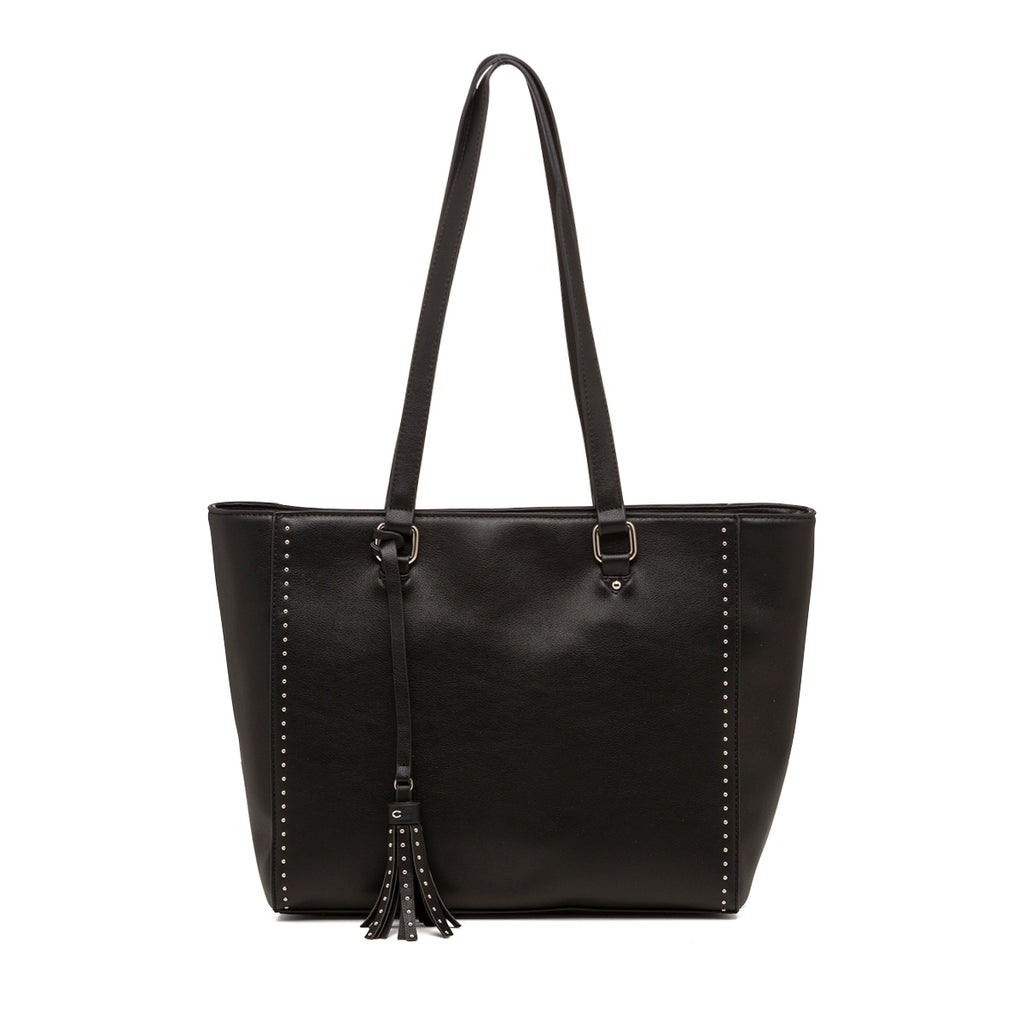 Borsa a spalla nera da donna con borchiette Carriera Allie