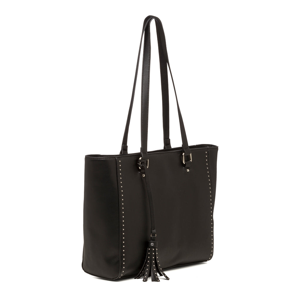 Borsa a spalla nera da donna con borchiette Carriera Allie