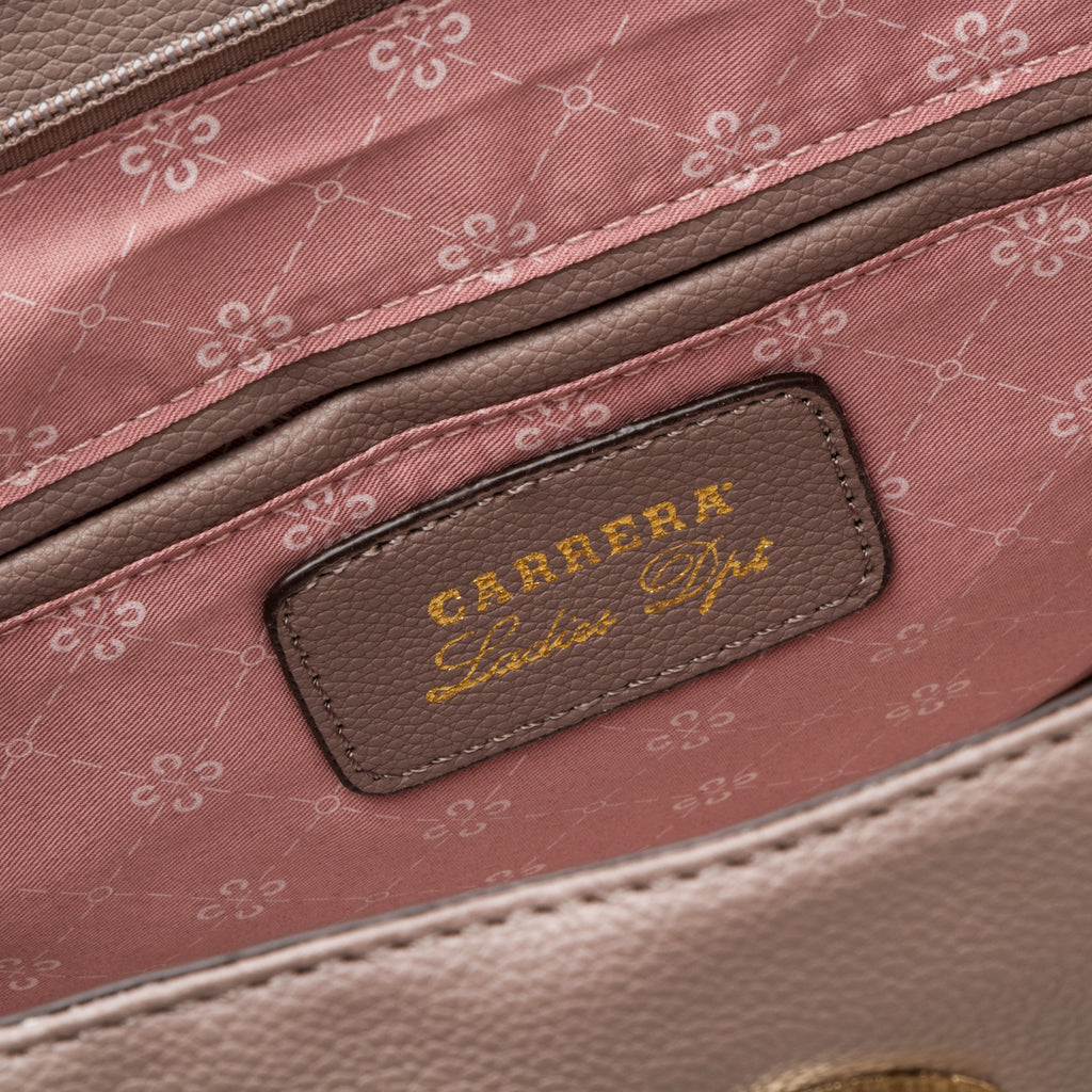 Borsa a spalla taupe da donna con zip frontale Carrera First