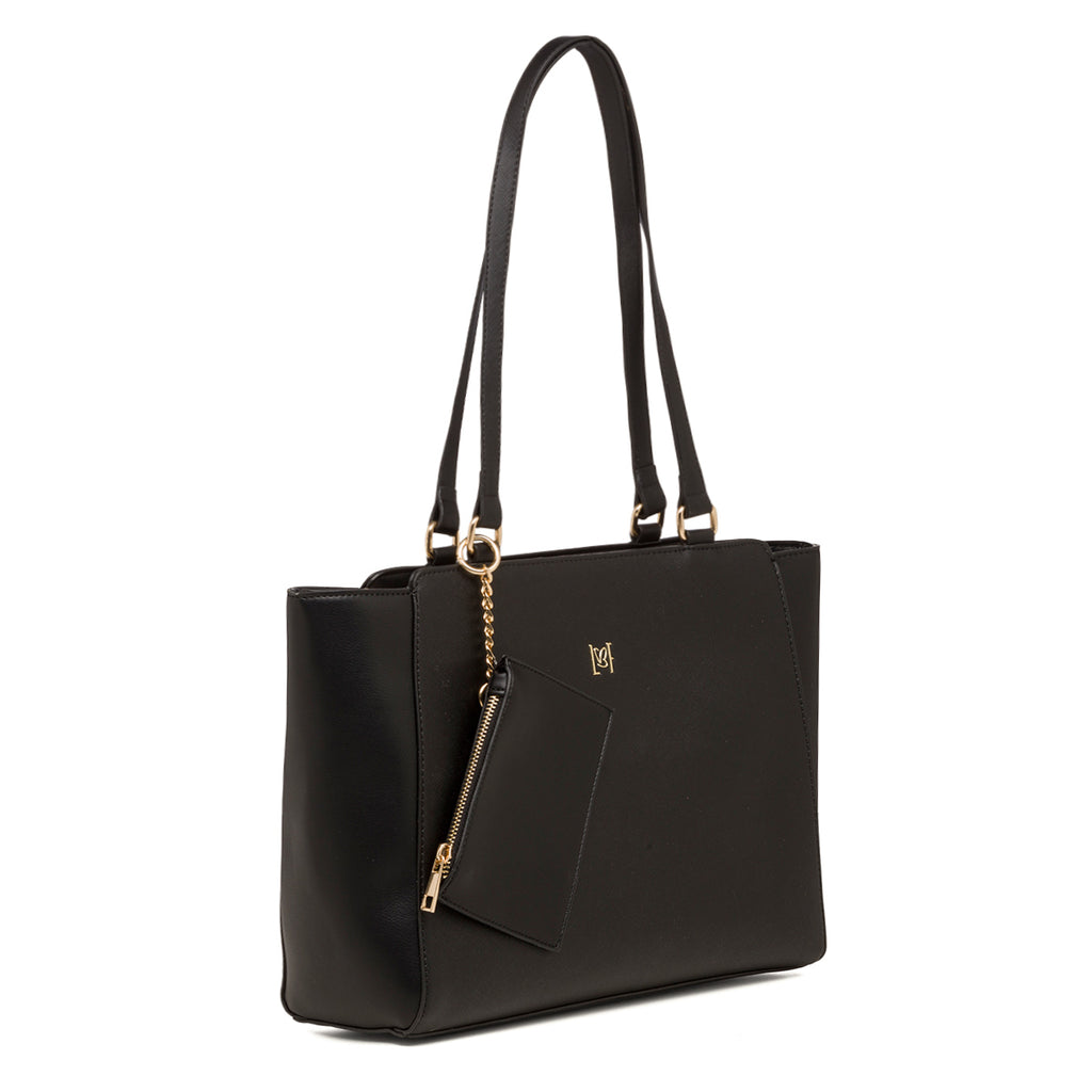 Borsa a spalla da donna nera con portamonete Lora Ferres