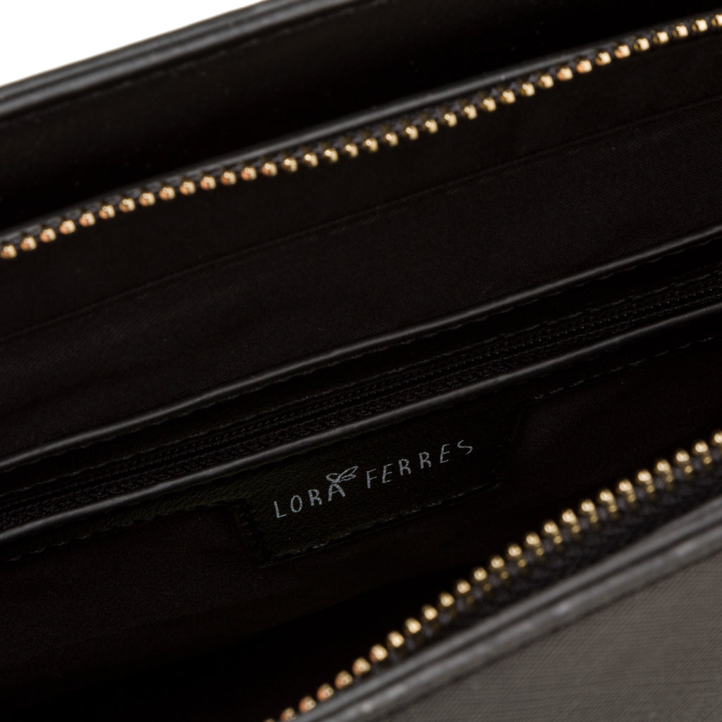 Borsa a spalla da donna nera con portamonete Lora Ferres