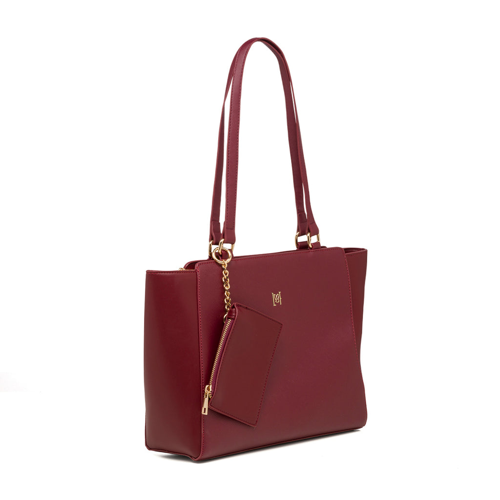 Borsa a spalla da donna bordeaux con portamonete Lora Ferres