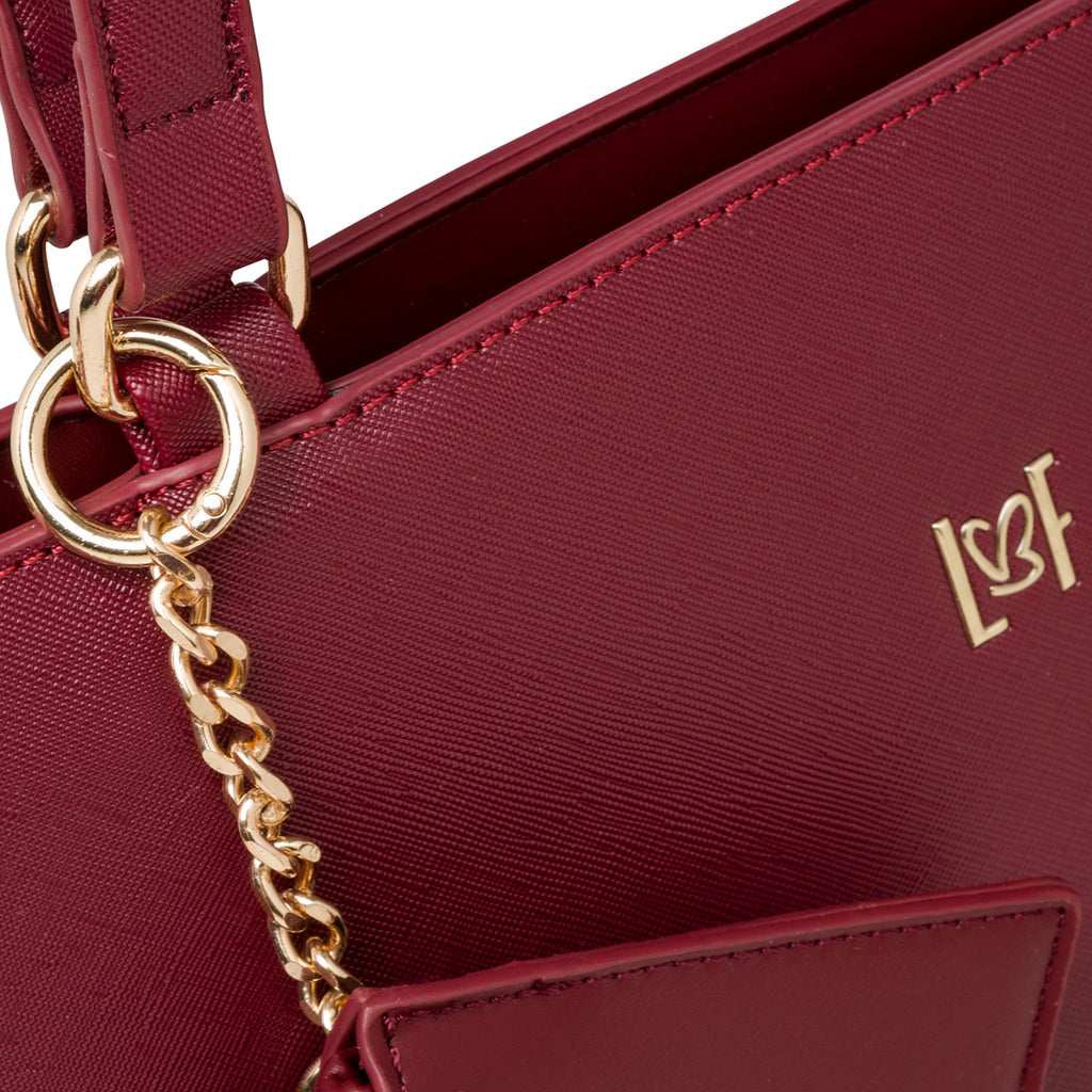 Borsa a spalla da donna bordeaux con portamonete Lora Ferres