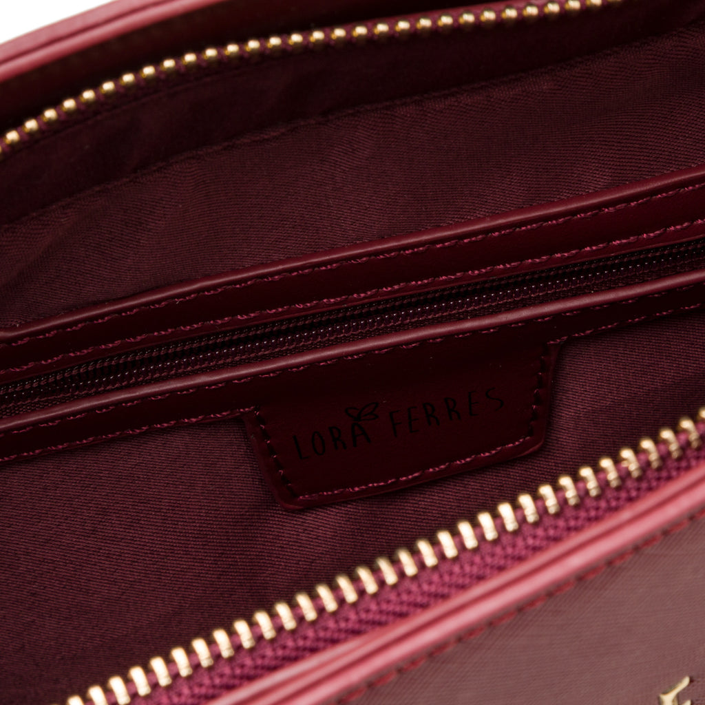 Borsa a spalla da donna bordeaux con portamonete Lora Ferres