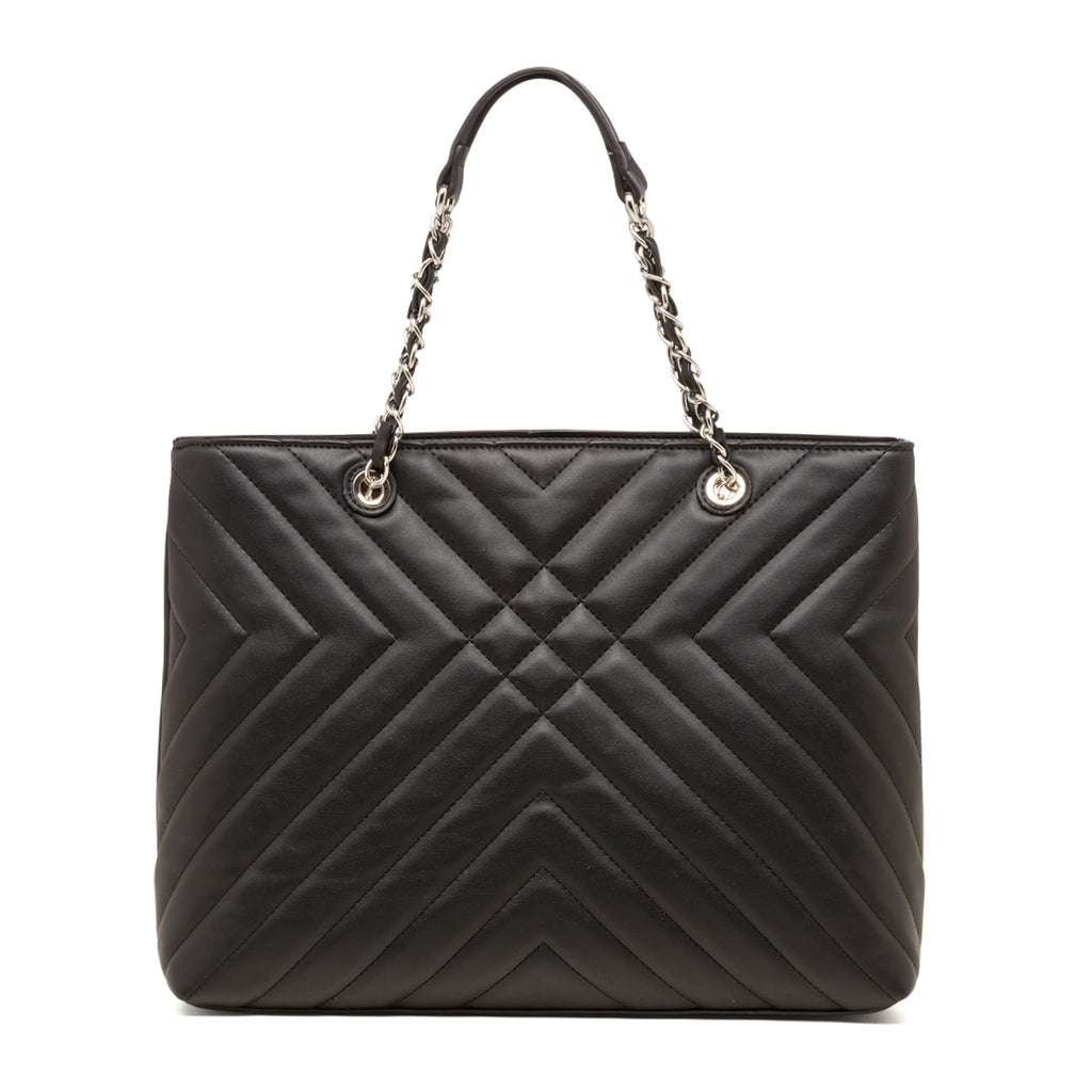 Borsa a spalla nera trapuntata da donna Lora Ferres