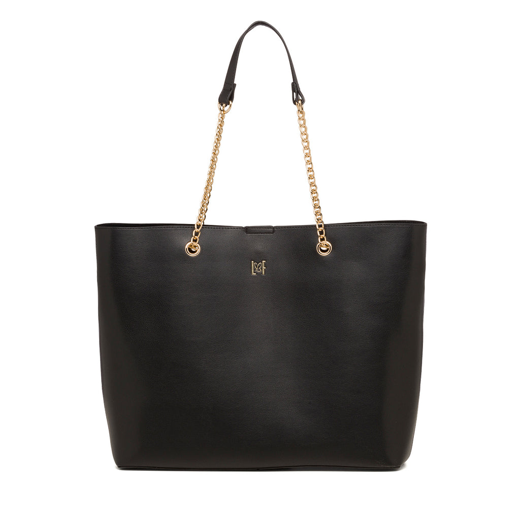 Borsa a spalla da donna nera con manici a catena Lora Ferres